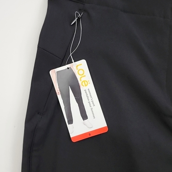 NWT LOLE Women's Black Lightweight Dress Pants Tapered Legs Zip Pockets Size 8 - Picture 3 of 16
